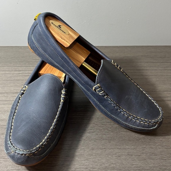 Allen Edmonds Interstate 90 Navy Blue Leather Driving Loafers Size 10.5D